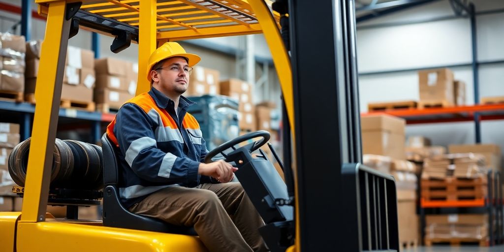 Person operating a forklift