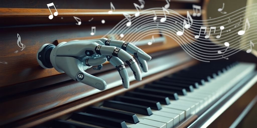 Robot composing music on a piano