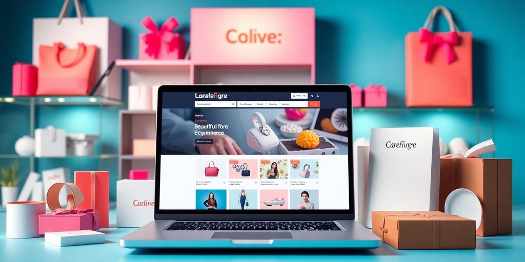 Image d'un site e-commerce moderne sur un ordinateur.