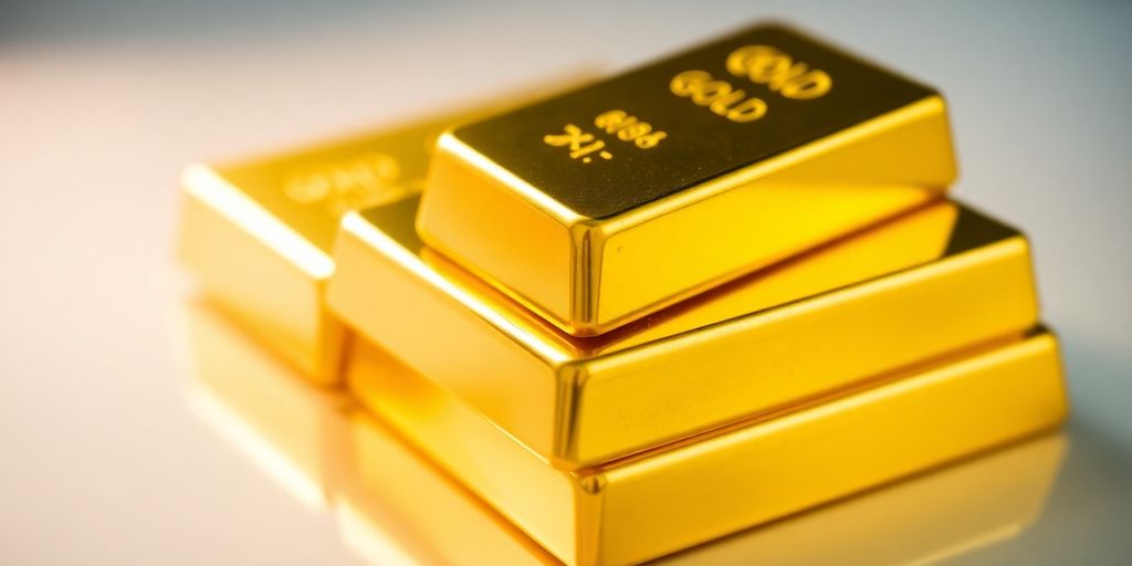 Des barres d'or empilées avec éclat.