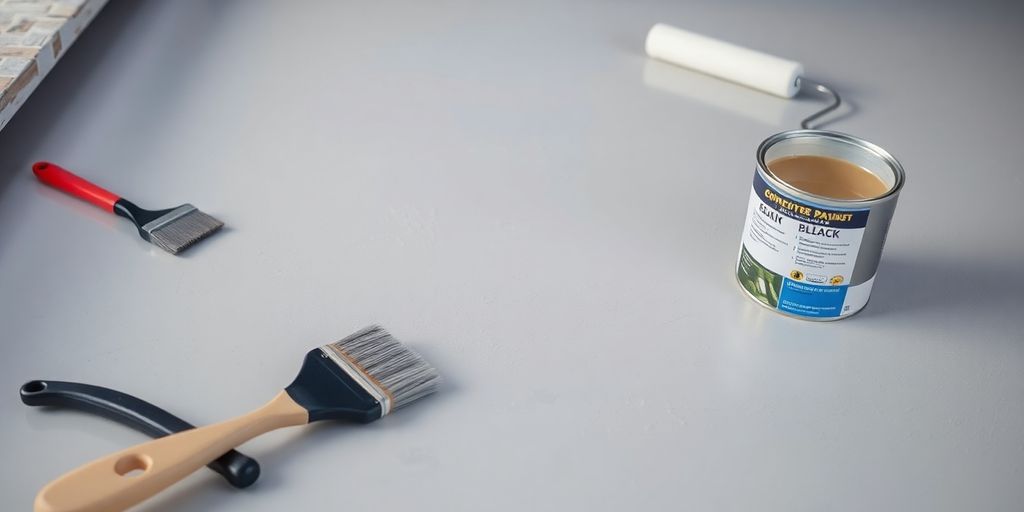Painting concrete with brushes and rollers.