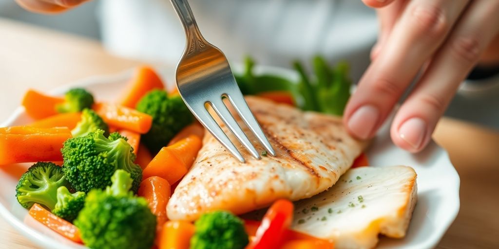 Colorful plate of healthy food.