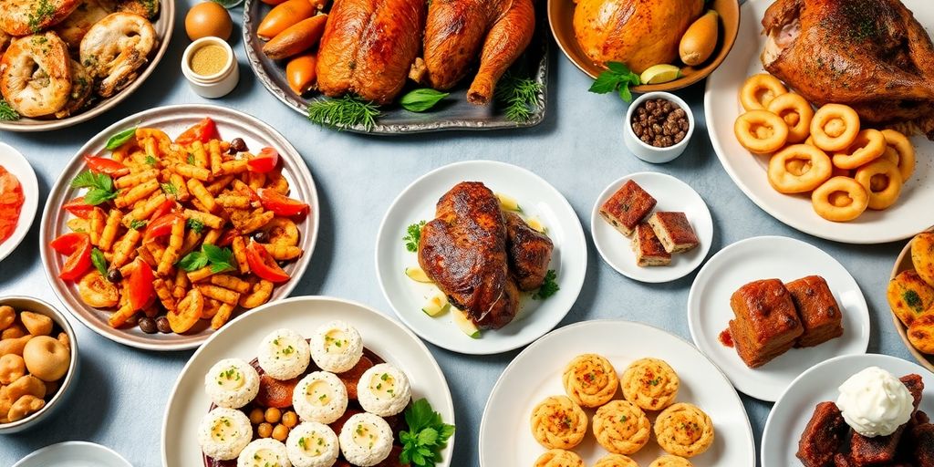 อาหารจัดเลี้ยงปีใหม่หลากหลายเมนูสวยงามน่ารับประทาน