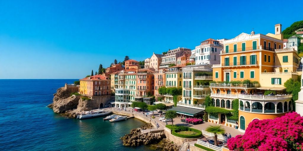 Luxurious hotels in Portofino along the picturesque coastline.