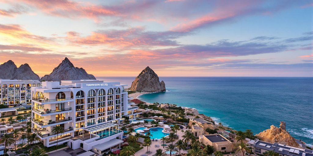 Thompson Hotel Cabo with ocean views and modern architecture.