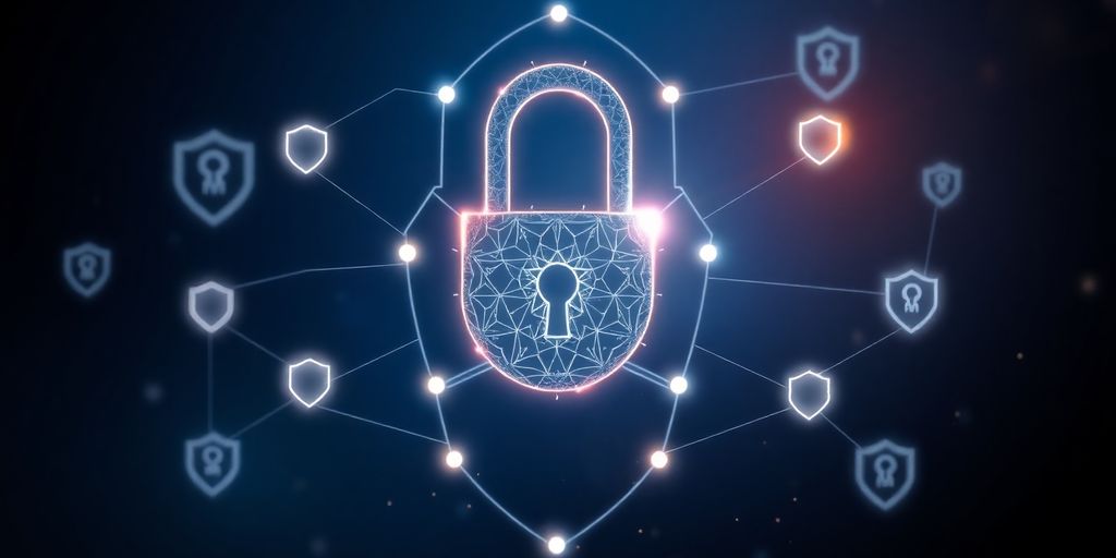 Cadenas numérique sécurisé avec des éléments de protection.