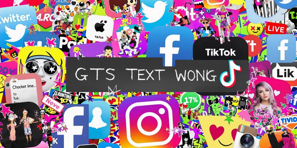 Colorful social media icons representing GTS slang trend.