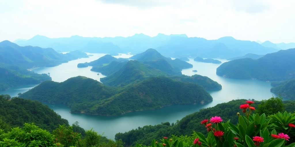 Tranquil Thai landscape reflecting hope and healing.