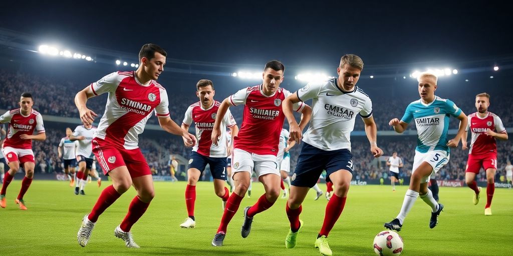 Joueurs de Lyon et Marseille en action sur le terrain