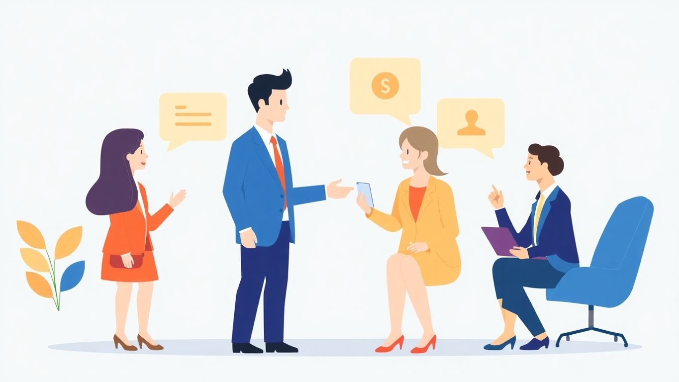 Illustrasjon av kundehåndtering i salgsarbeid.
