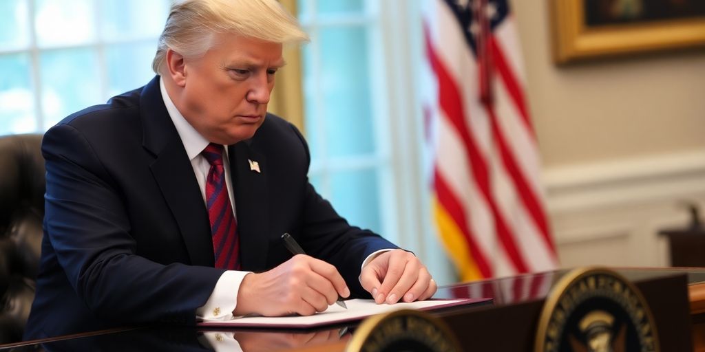 President Trump signing executive orders.