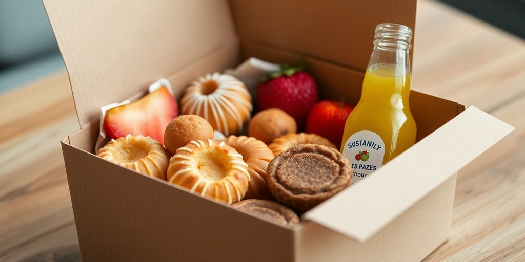 กล่องขนมจัดเบรคหลากหลายพร้อมเครื่องดื่ม