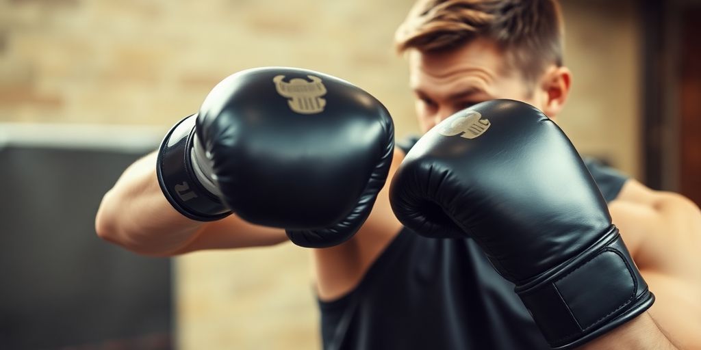 Person punching air with boxing gloves