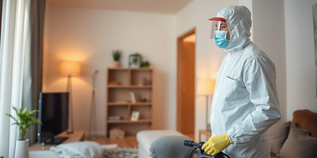 Tehnician de dezinsectie in apartament.