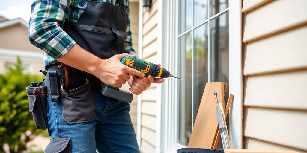 Home repair technician working on a residential project.