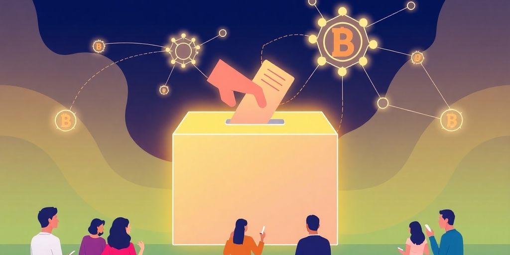 Illustrative image of blockchain voting system.