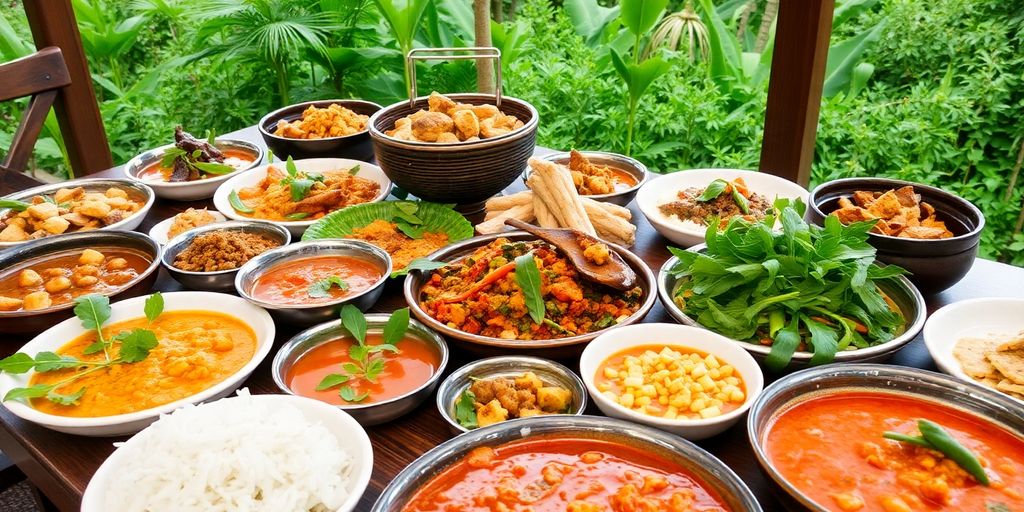 Delicious Thai food displayed on a table in Chiang Mai.