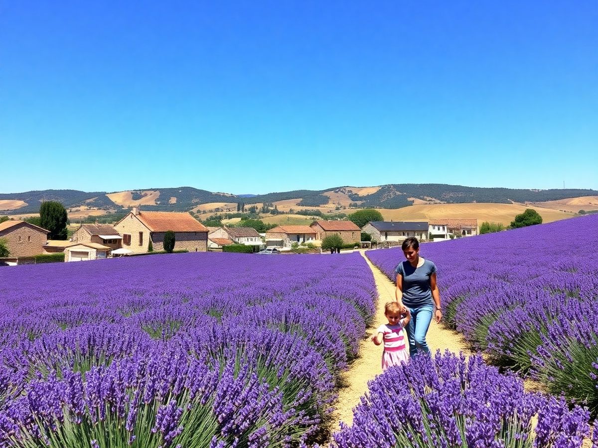 Une famille profitant de la beauté scénique de la campagne provençale.