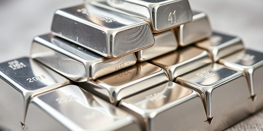 Lingots d'argent empilés