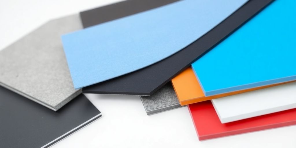 Colorful PU sandwich panels with diverse textures and designs.