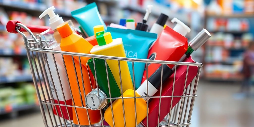 Shopping cart with related products visually connected.