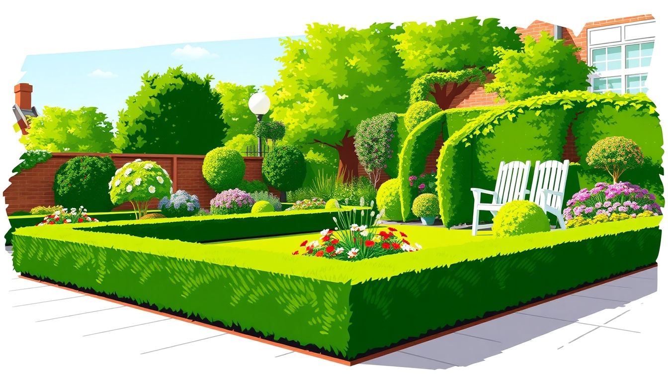 Well-maintained London garden with furniture