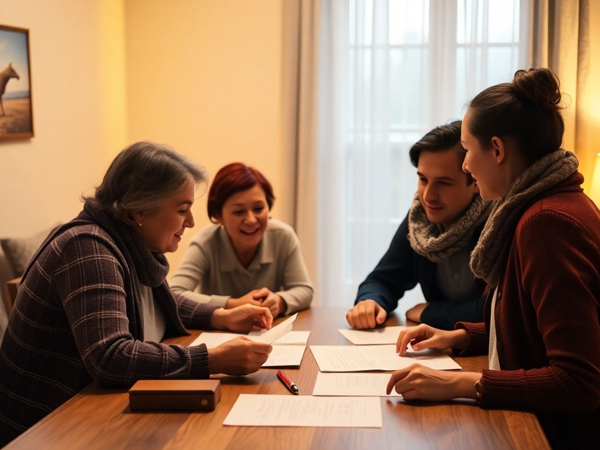 Familie discutând despre dreptul familiei și succesiuni.