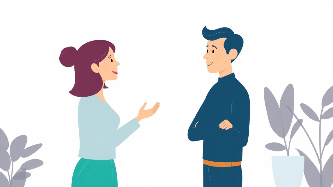 Illustrasjon av samtale mellom to personer.