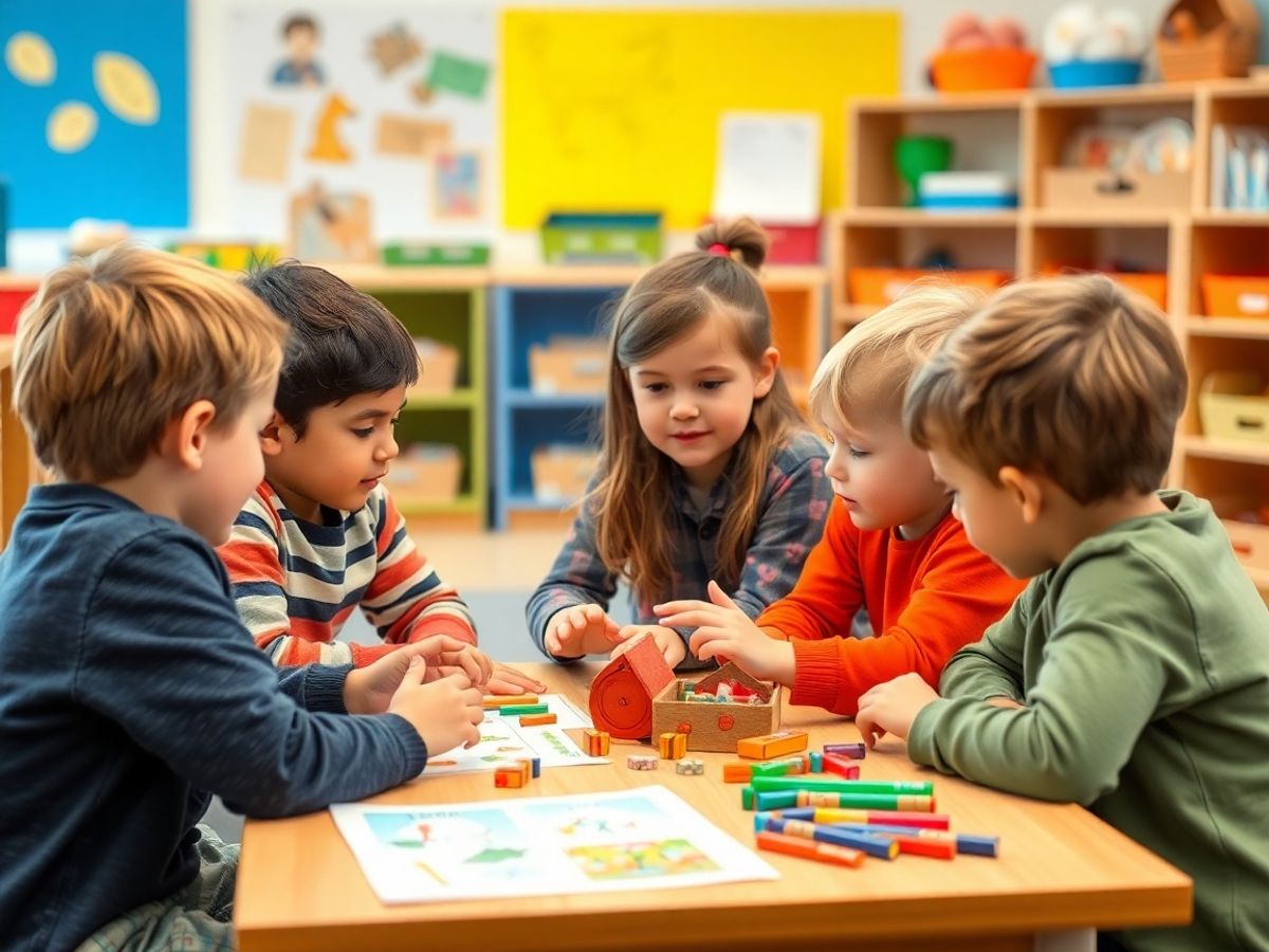 Copii colaborând în activități de gândire critică.