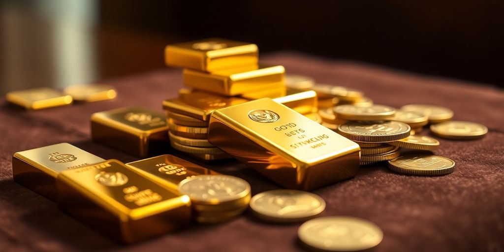 Une collection de lingots et de pièces d'or.