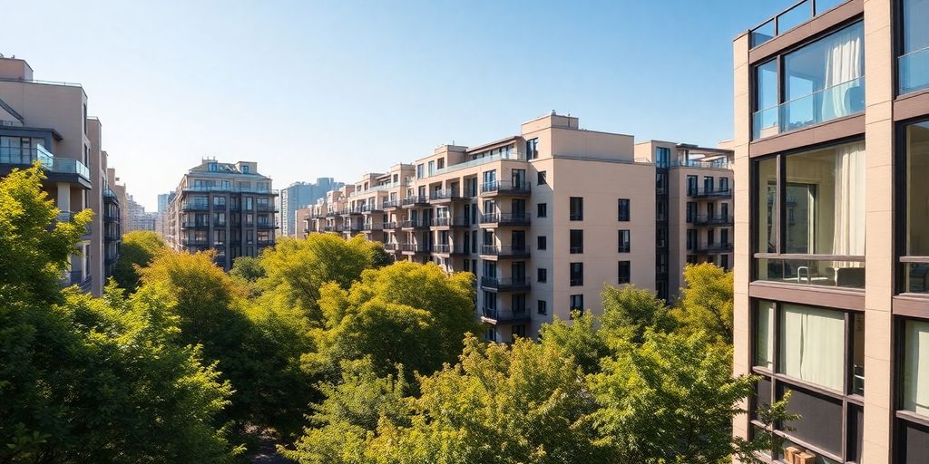 Modern apartment building in urban landscape