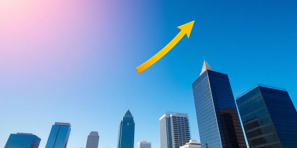 Tulsa skyline with a bright digital growth arrow.