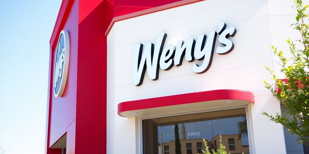 Wendy's restaurant building, red and white exterior