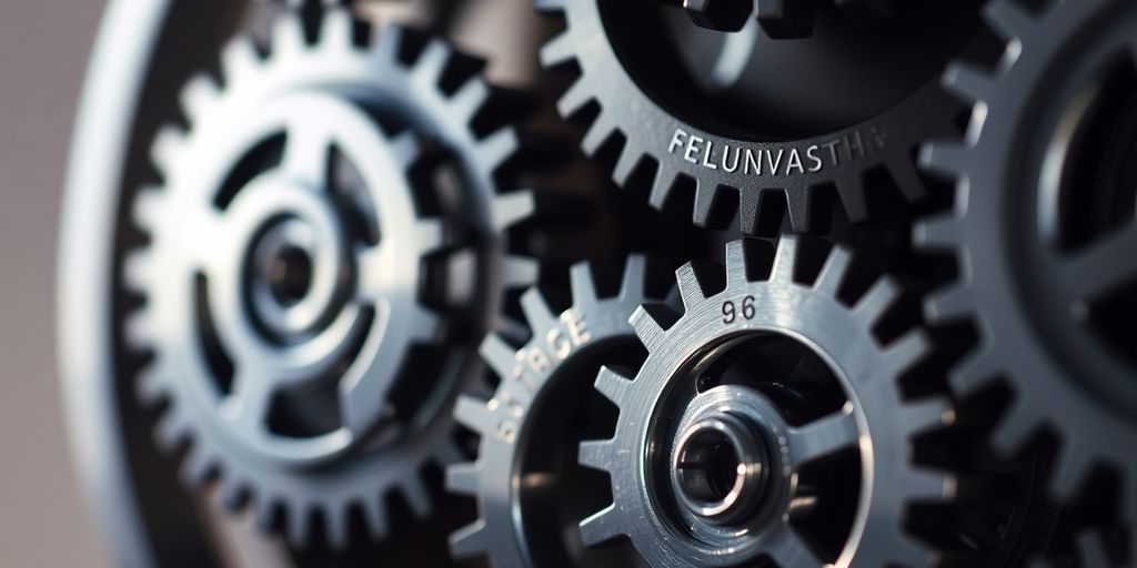 Abstract gears intertwining.