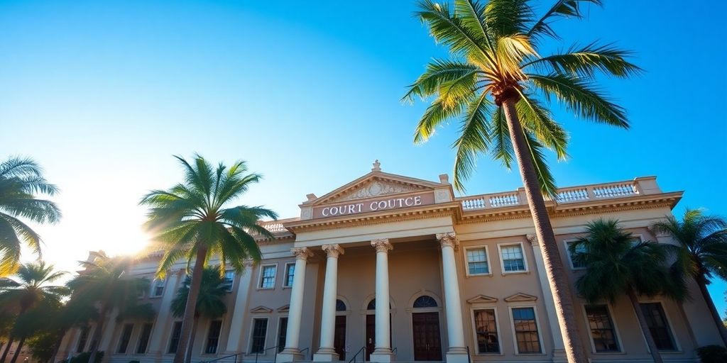 Historic courthouse building in Aventura, Florida.