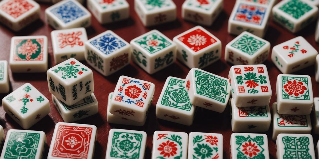A collage of Mahjong tiles from around the world, featuring diverse designs and vibrant colors.