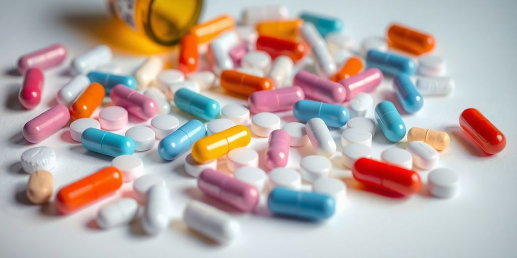 Top 10 Mitos e verdades sobre dietas 2 Diversos comprimidos para emagrecimento em uma superfície branca.