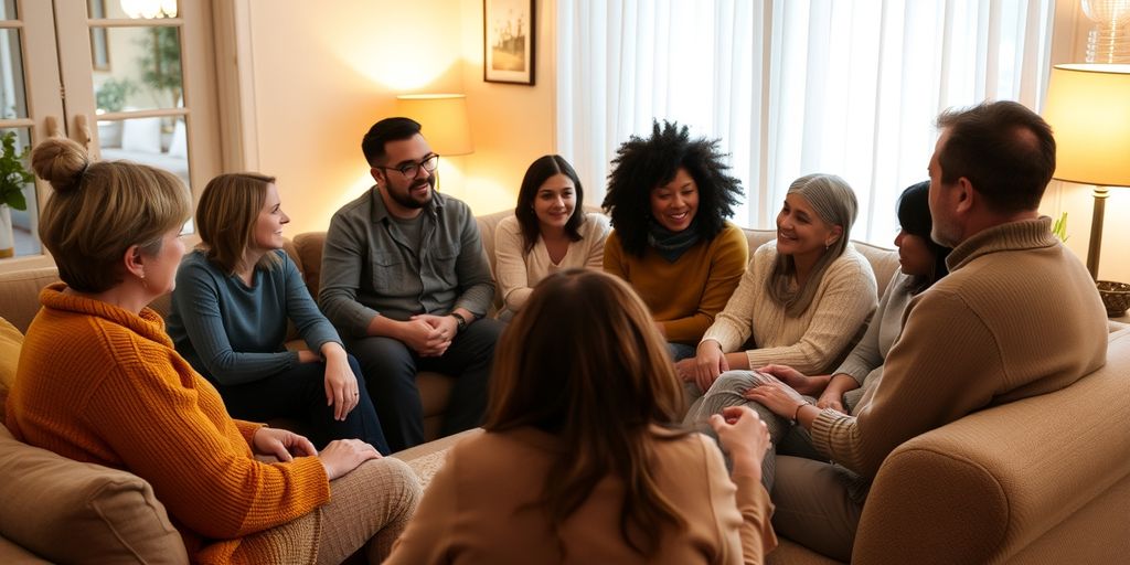 Group of people having a heartfelt conversation