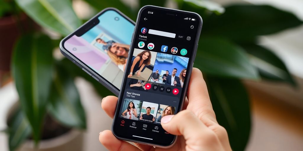 TikTok app interface with business profile.