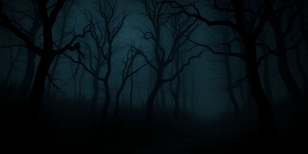 Düstere Waldlandschaft aus Alan Wake Spiel