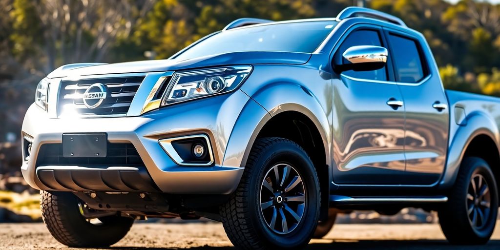 Nissan Navara pickup truck on a sunny Gold Coast street.