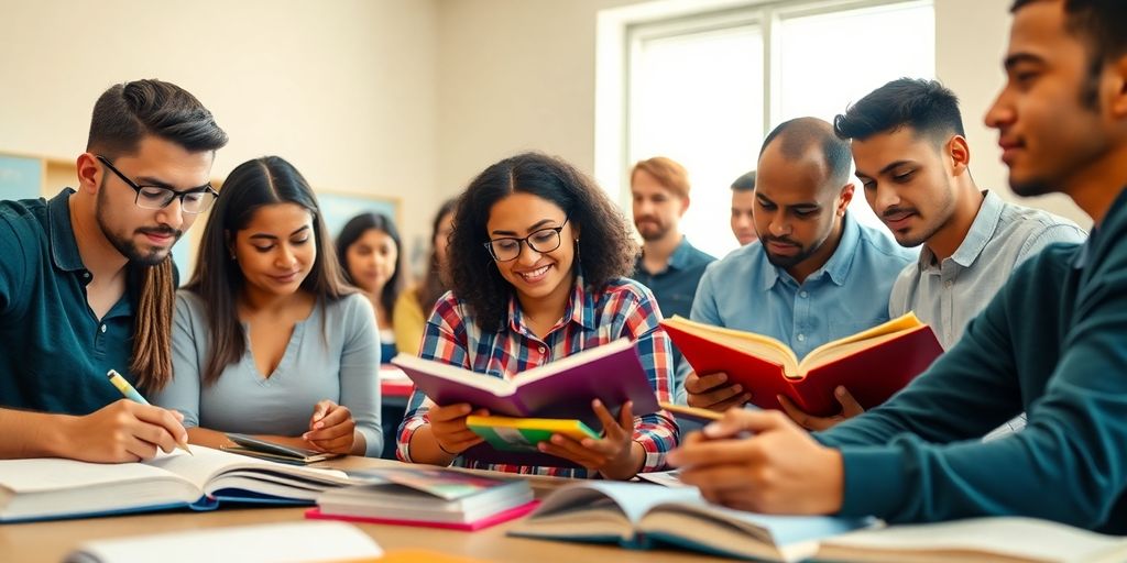 Students studying together, displaying commitment and teamwork.