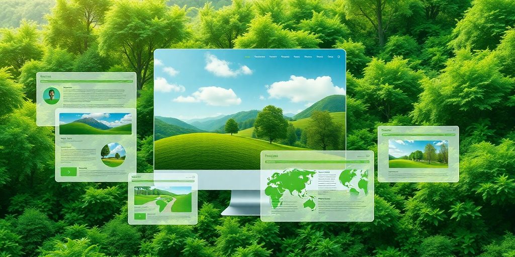 Groene natuur met moderne webdesign elementen.