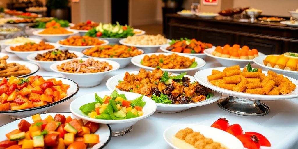 อาหารจัดเลี้ยงที่หลากหลายและสวยงาม