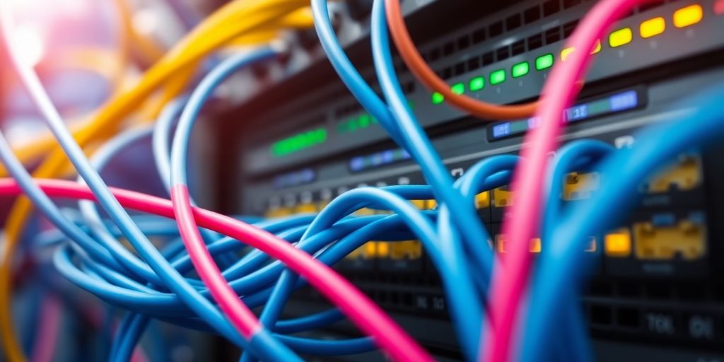 Network cables and routers in an Australian data center.