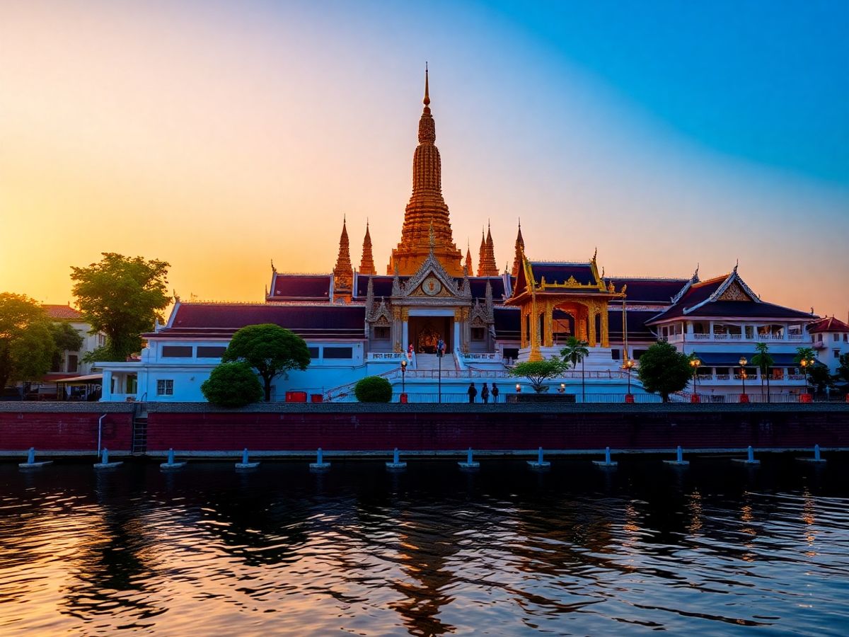 Templu Wat Arun strălucind la apus
