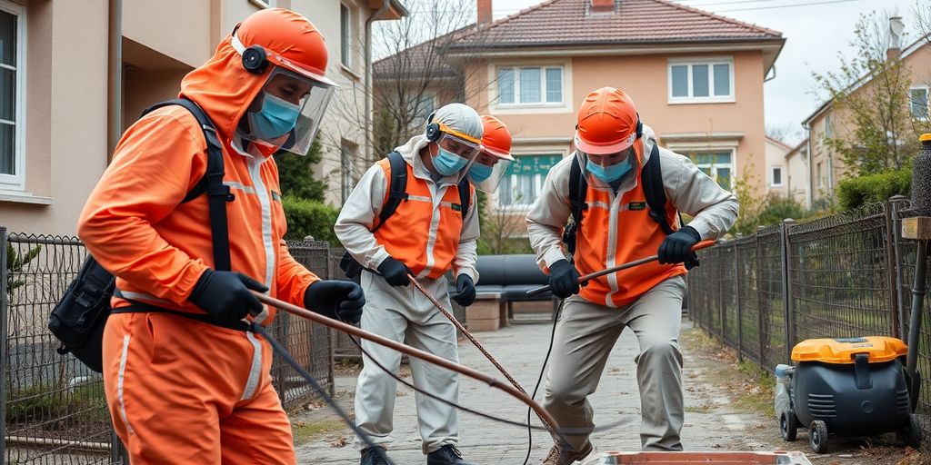 Echipa de deratizare în acțiune în București.