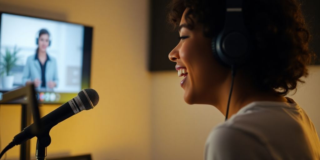 Singer practicing with an online coach.