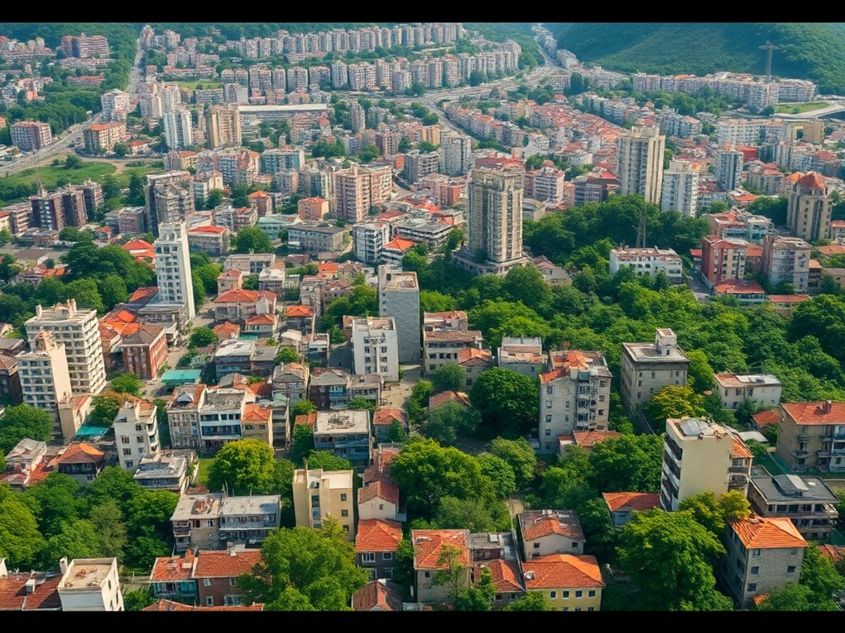 Urban landscape with nature, reflecting themes of identity.