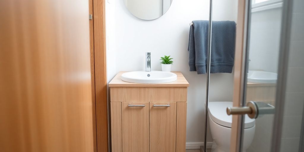 Compact modern bathroom vanity unit